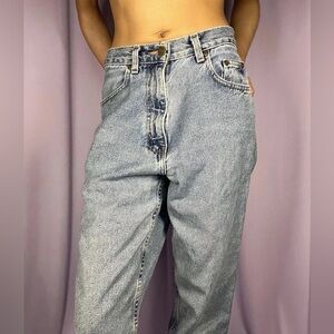 Eddie Bauer Light Wash Denim Jeans Womens Size 4 Tall Loose Fit Y2k Mom Jeans